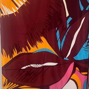 Vibrant Pop Art Lip Print Scarf - Bold Multi-Color